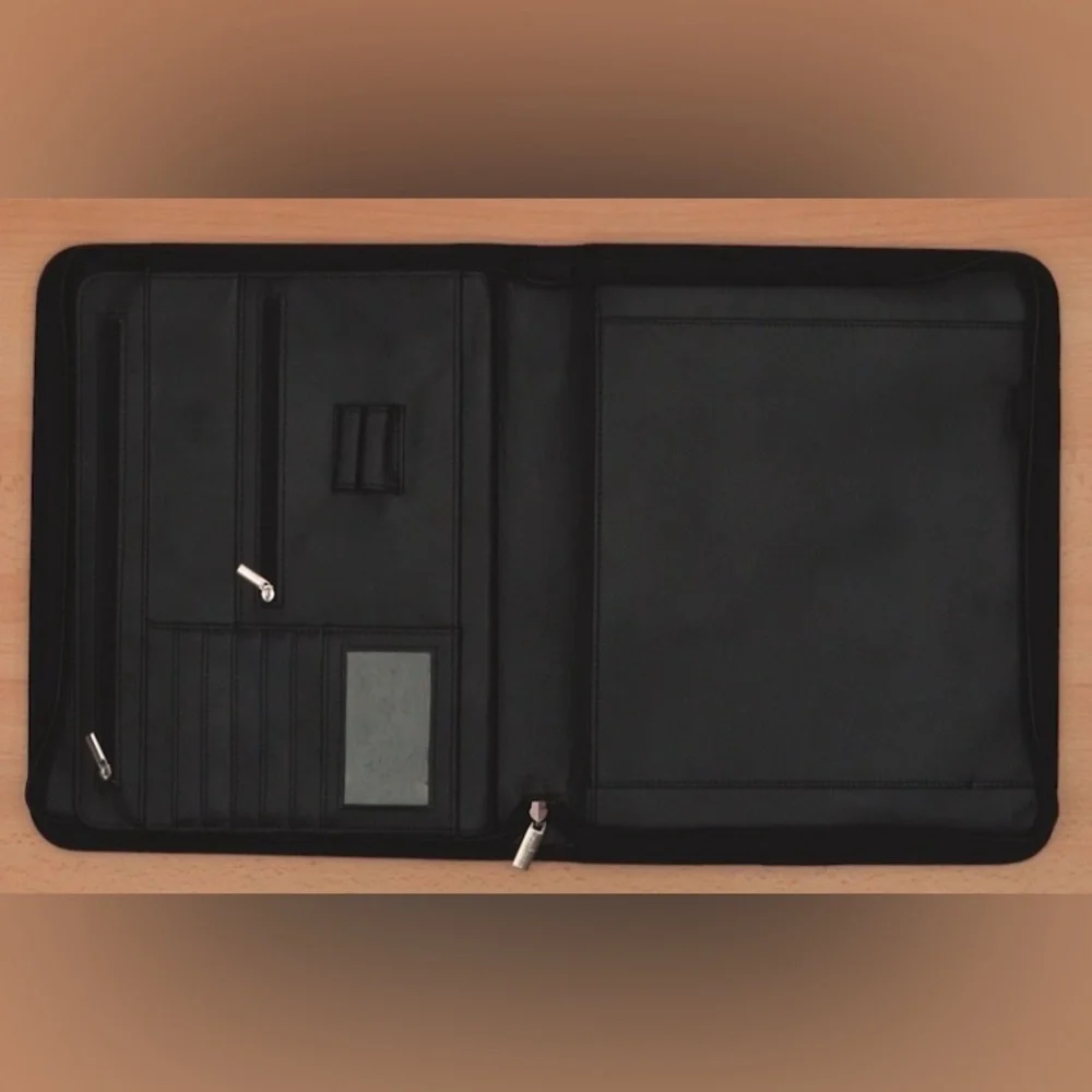 Black Planner with Universal Tablet Pocket and Zipper Closure